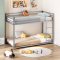 JOYMOR Bunk Bed Twin Over Twin, Metal Twin Size Bed Frame with Safety Guardraild for Boys Girls
