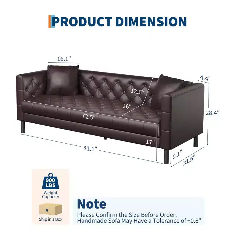 81 canapés modernes pour salon, canapé en cuir avec boutons faits main, canapé 3 places avec assise profonde, canapé Chesterfield marron pour appartement