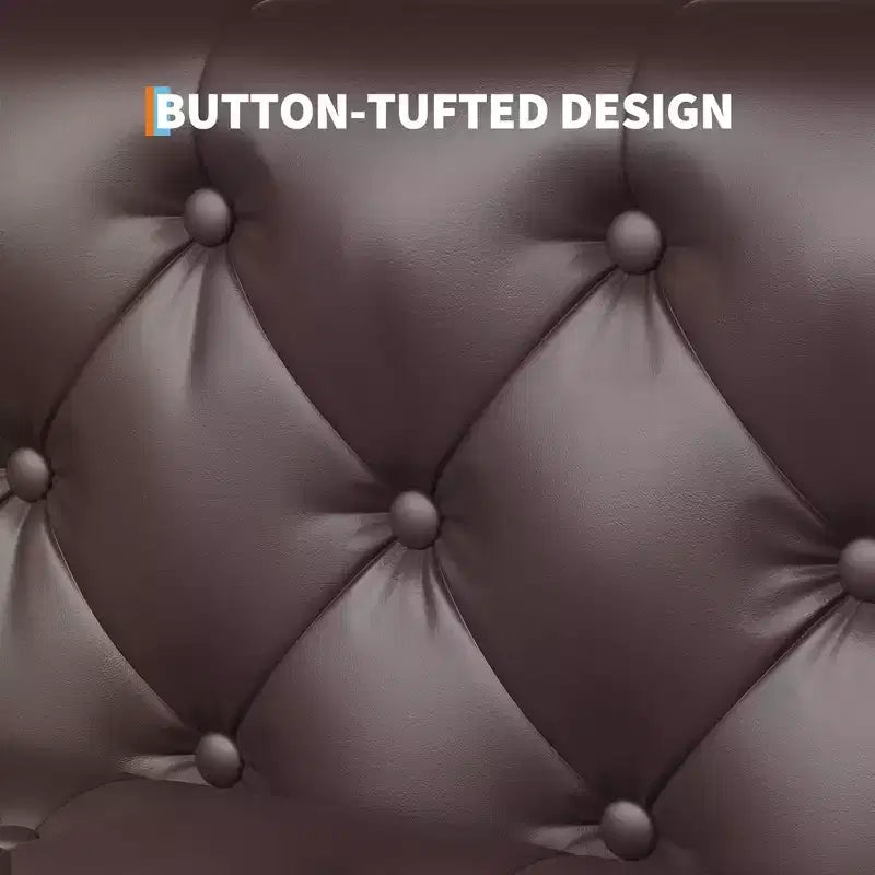 81 canapés modernes pour salon, canapé en cuir avec boutons faits main, canapé 3 places avec assise profonde, canapé Chesterfield marron pour appartement
