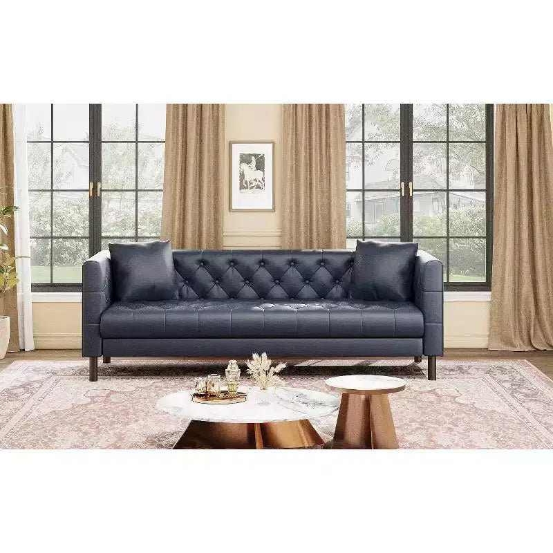 81 canapés modernes pour salon, canapé en cuir avec boutons faits main, canapé 3 places avec assise profonde, canapé Chesterfield marron pour appartement