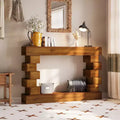 GDFStudio Ada Rustic Geometric Block Stacked Wood Console Table