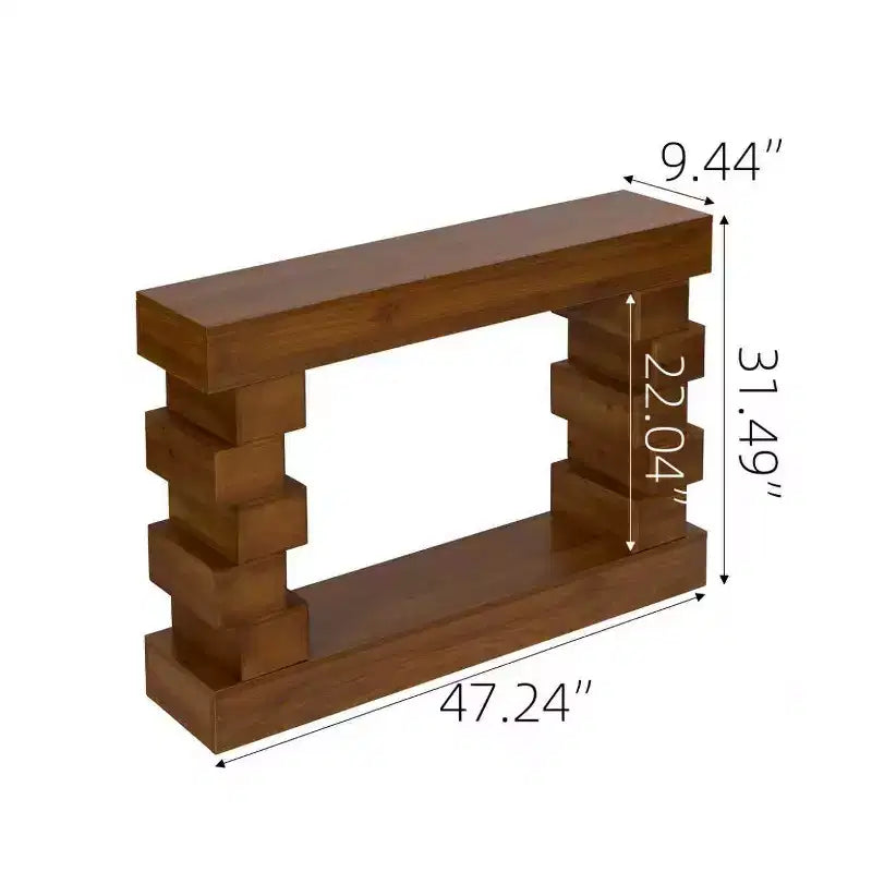 Console en bois empilé, géométrique et rustique