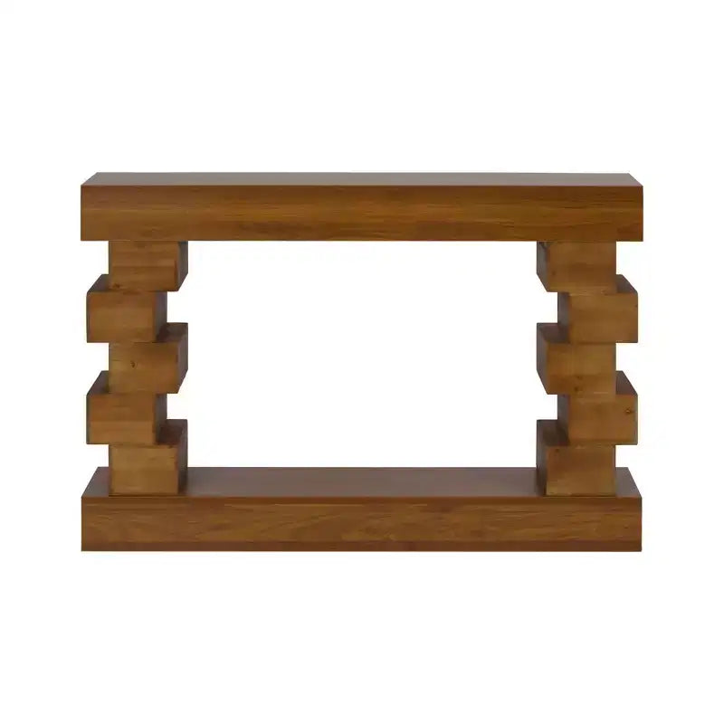 Console en bois empilé, géométrique et rustique