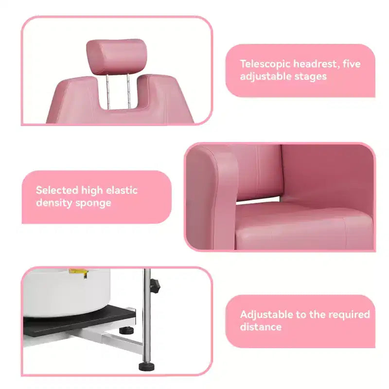 Fauteuil de pédicure avec tabouret, repose-pieds et bassin de massage, réglable en hauteur, fauteuil de pédicure avec repose-pieds inclinable hydraulique et pivotant à 360 degrés