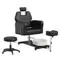 Pedicure chair with stool, footrest and massage foot basin, height adjustable, 360 degree rotating hydraulic reclining foot bath pedicure chair