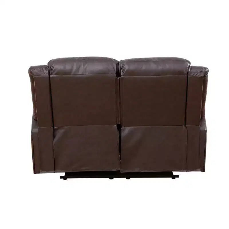 Causeuse inclinable en similicuir, Recliner 2 places avec dossier réglable pour salon, Marron