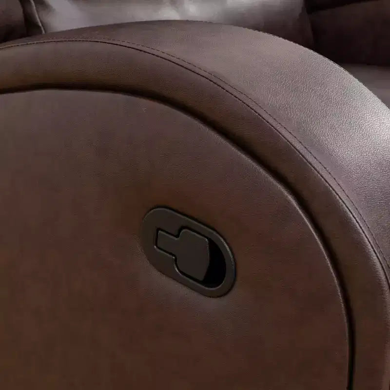 Causeuse inclinable en similicuir, Recliner 2 places avec dossier réglable pour salon, Marron