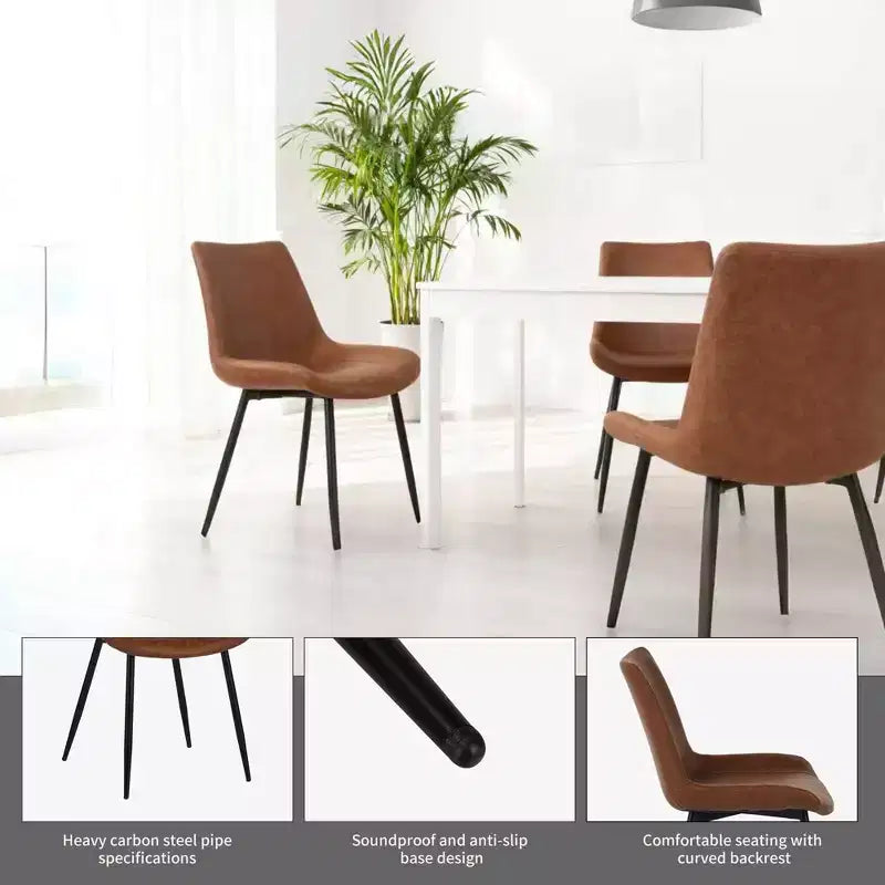 Chaises de salle à manger au design minimaliste et de style moderne pour cuisine et salle à manger, ensemble de 4 chaises de salle à manger sans accoudoirs à structure solide