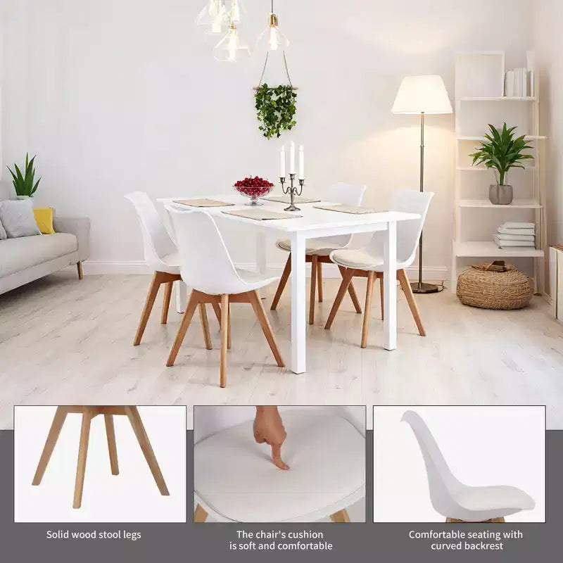 Chaises de salle à manger au design minimaliste et de style moderne pour cuisine et salle à manger, ensemble de 4 chaises de salle à manger sans accoudoirs à structure solide