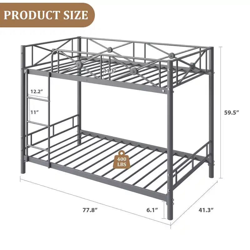 Lit superposé en métal jumeaux sur jumeaux, lits superposés industriels robustes avec barrières de sécurité et design peu encombrant, lit en acier pour l'école, la chambre à coucher