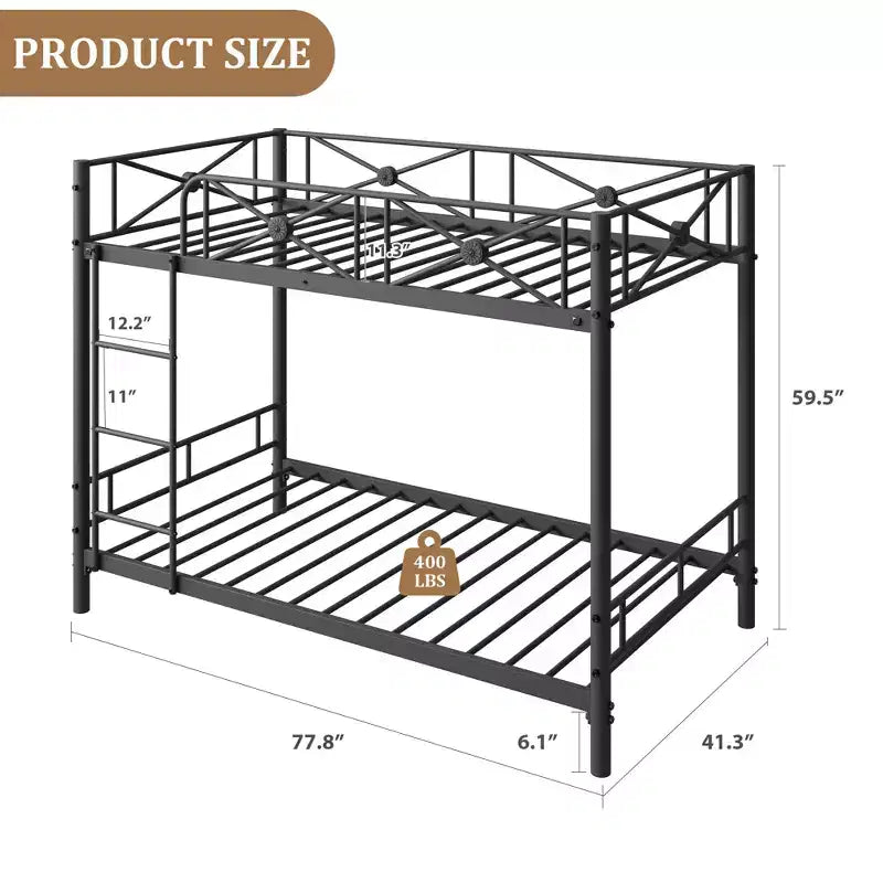 Lit superposé en métal jumeaux sur jumeaux, lits superposés industriels robustes avec barrières de sécurité et design peu encombrant, lit en acier pour l'école, la chambre à coucher