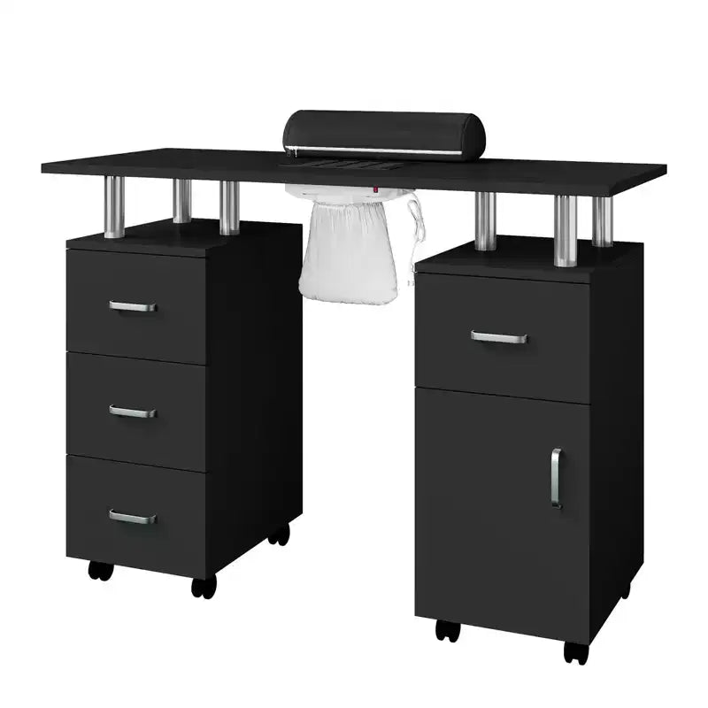 Table de manucure, bureau à ongles pour technicienne en pose d'ongles, poste de travail pour ongles avec collecteur de poussière électrique, table de rangement pour salon de manucure
