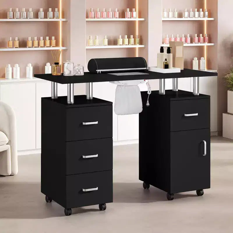 Table de manucure, bureau à ongles pour technicienne en pose d'ongles, poste de travail pour ongles avec collecteur de poussière électrique, table de rangement pour salon de manucure