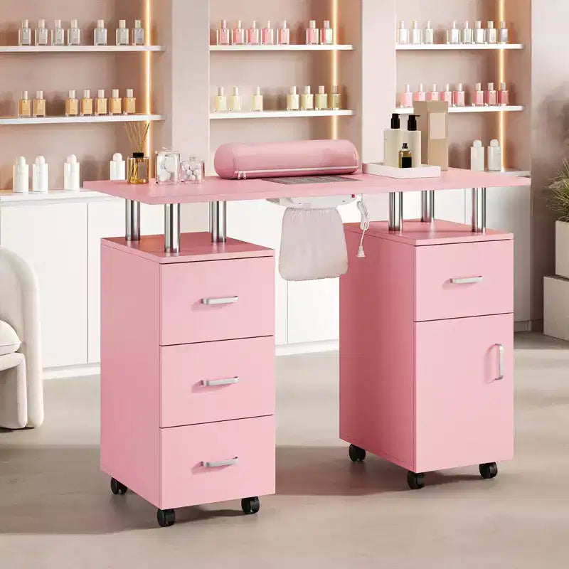 Table de manucure, bureau à ongles pour technicienne en pose d'ongles, poste de travail pour ongles avec collecteur de poussière électrique, table de rangement pour salon de manucure