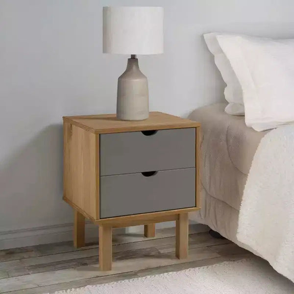 Table de chevet en pin massif marron rustique 45 x 39 x 57 cm