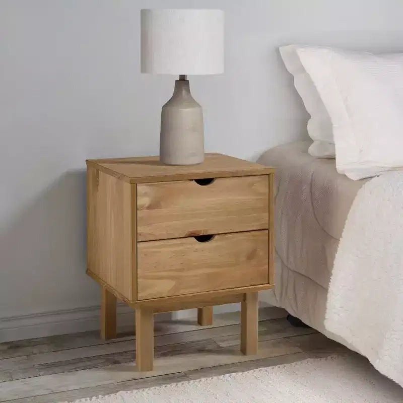 Table de chevet en pin massif marron rustique 45 x 39 x 57 cm