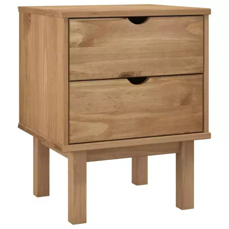 vidaXL Bedside Cabinet Rustic Brown Solid Pinewood 17.7 x 15.4 x 22.4 in