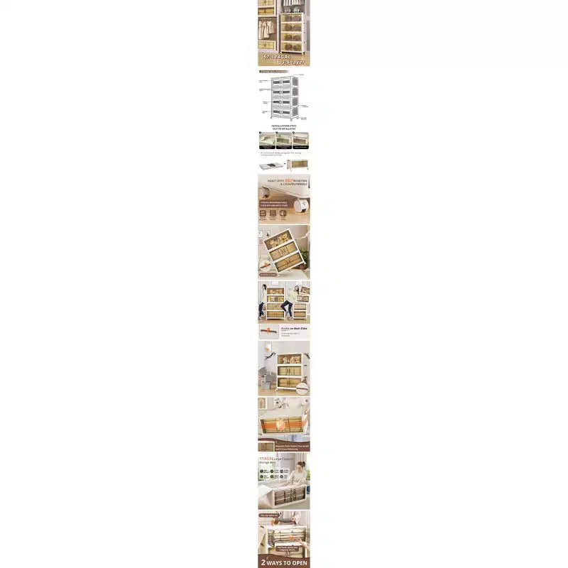 Boîtes de rangement pliantes empilables avec couvercles, portes et roulettes - Meuble de rangement pliant pour la maison, le dortoir et le bureau