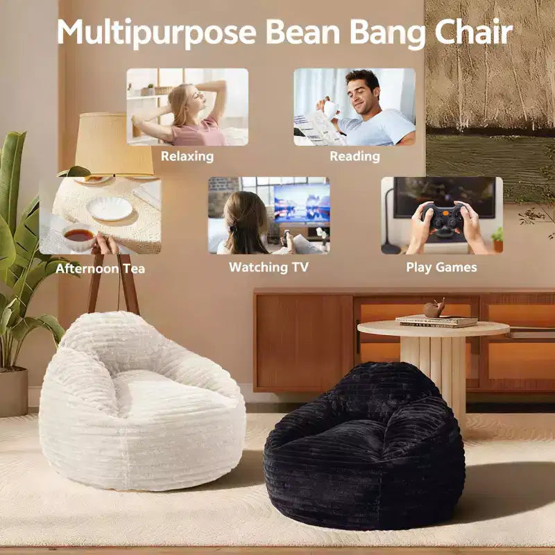 Pouf géant pour adultes, Canapé-pouf avec housse amovible, Fauteuil-canapé confortable avec mousse haute densité, Canapé-pouf pour chambre à coucher