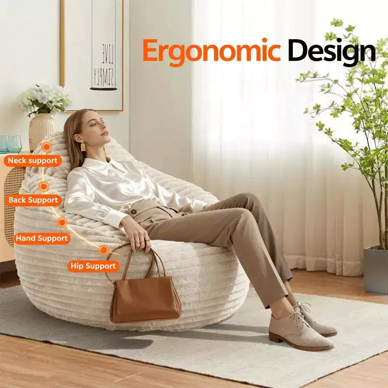 Pouf géant pour adultes, Canapé-pouf avec housse amovible, Fauteuil-canapé confortable avec mousse haute densité, Canapé-pouf pour chambre à coucher