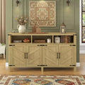 Merax 4-Door Modern Farmhouse Sideboard Buffet with USB Charging Ports & Adjustable Shelves