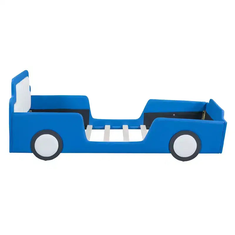 Lit plateforme en forme de voiture de course, taille jumeau, avec barrières de sécurité