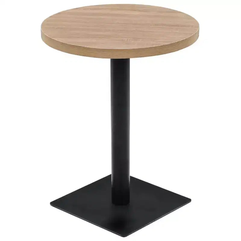 vidaXL Bistro Table Kitchen Bar Table Dining Room Table Engineered Wood and Steel Round - Oak  23.6 x 29.5