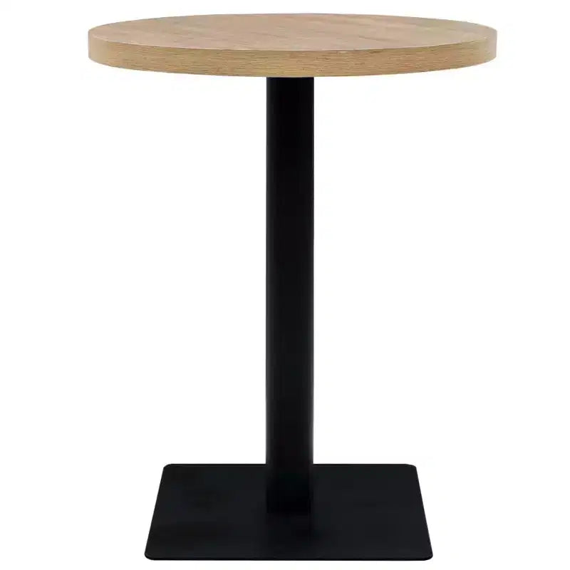 Table de bistro Table de bar de cuisine Table de salle à manger Bois d'ingénierie et acier Rond - Chêne 60 x 75 cm