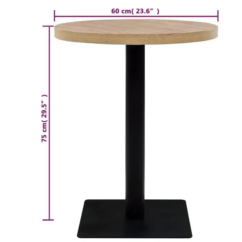 Table de bistro Table de bar de cuisine Table de salle à manger Bois d'ingénierie et acier Rond - Chêne 60 x 75 cm