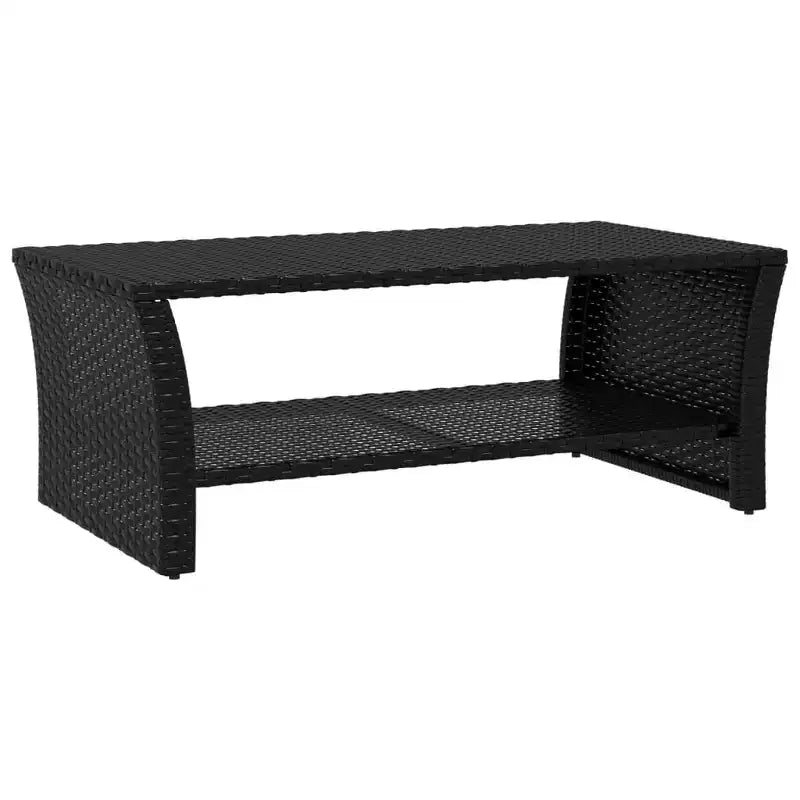 vidaXL Coffee Table Black PE Rattan, Powder-Coated Steel 39.4x19.7x15.7 in - Black