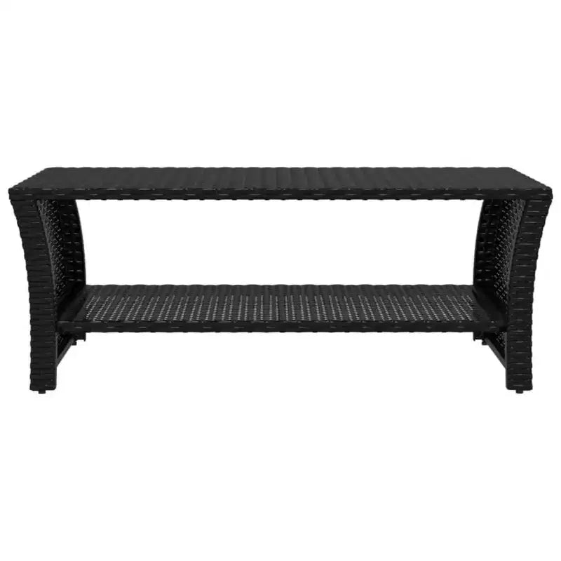Table basse en rotin PE noir, acier poudré 100x50x40 cm - Noir