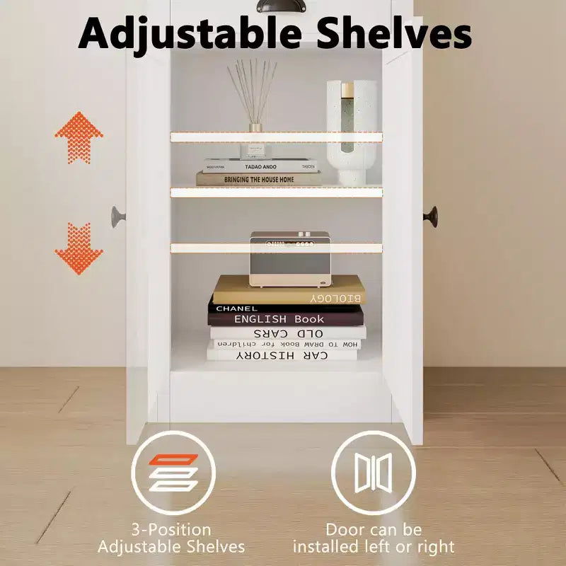 Bibliothèque 3 étagères avec placard, bibliothèque de 180 cm de haut avec étagères ouvertes et rangement derrière porte, organiseur réglable pour salon, bureau, chambre