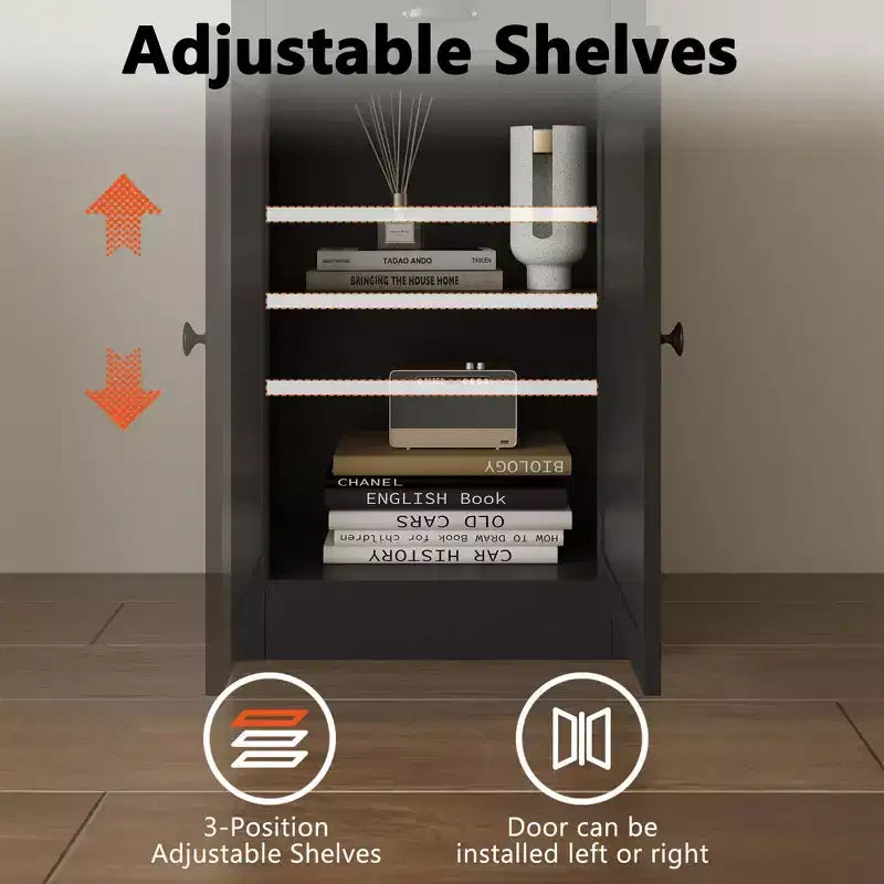 Bibliothèque 3 étagères avec placard, bibliothèque de 180 cm de haut avec étagères ouvertes et rangement derrière porte, organiseur réglable pour salon, bureau, chambre