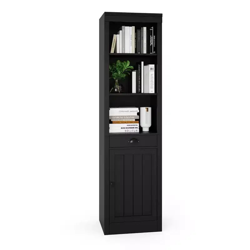 3-Shelf Bookcase with Cabinet, 71 Tall Bookshelf with Open Shelves & Door Storage, Adjustable Organizer for Living Room, Office, Bedroom