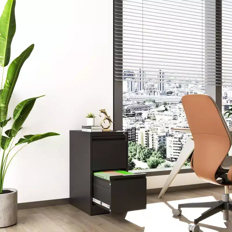 Classeur vertical en métal à 2 tiroirs de 28 po avec serrure, armoire de classement en acier noir pour bureau à domicile, convient aux formats A4/Legal/Lettre
