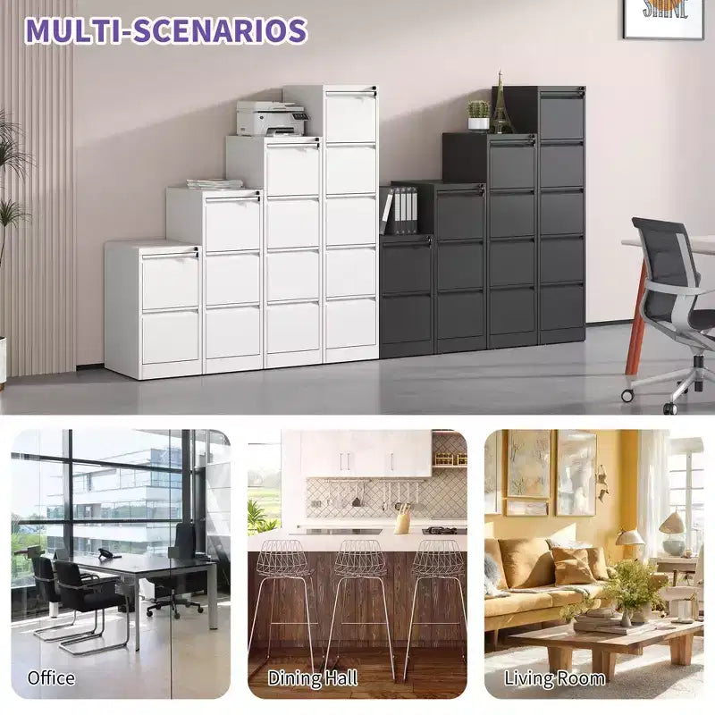 Classeur vertical en métal à 2 tiroirs de 28 po avec serrure, armoire de classement en acier noir pour bureau à domicile, convient aux formats A4/Legal/Lettre