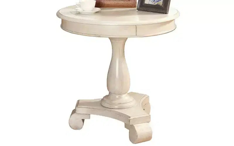 Table d'appoint piédestal ronde en bois, table de bout traditionnelle de 66 cm avec pieds sculptés, petite table basse intemporelle pour salon et chambre