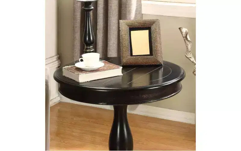 Table d'appoint piédestal ronde en bois, table de bout traditionnelle de 66 cm avec pieds sculptés, petite table basse intemporelle pour salon et chambre