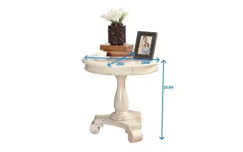 Table d'appoint piédestal ronde en bois, table de bout traditionnelle de 66 cm avec pieds sculptés, petite table basse intemporelle pour salon et chambre