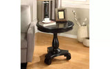 TUYOHW Round Wood Pedestal Side Table, Traditional 26 End Table with Scrolled Legs, Timeless Accent Small Coffee Table for Living Room & Bedroom