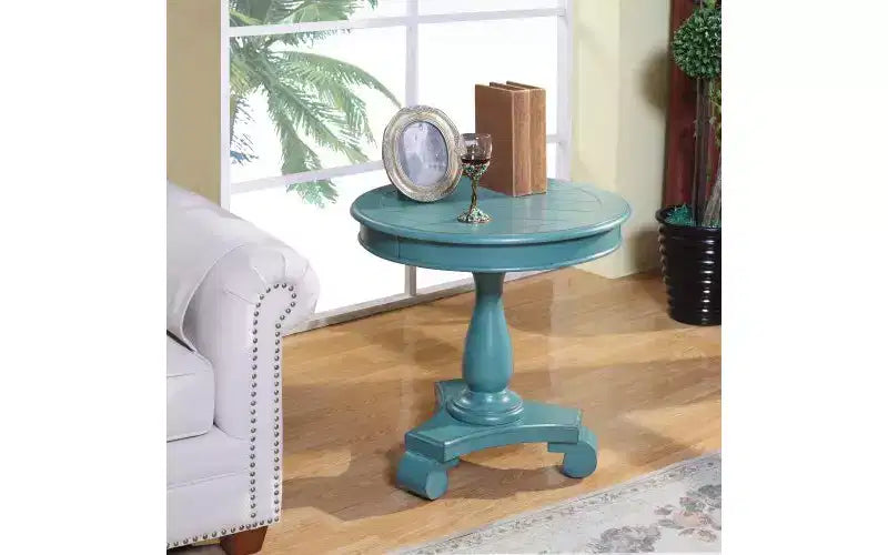 Table d'appoint piédestal ronde en bois, table de bout traditionnelle de 66 cm avec pieds sculptés, petite table basse intemporelle pour salon et chambre