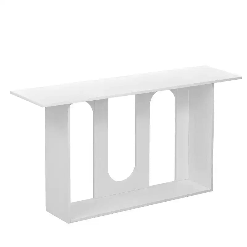 Console moderne avec étagère inférieure, table d'entrée avec design courbé et placage en frêne, tables de foyer pour entrée, salon