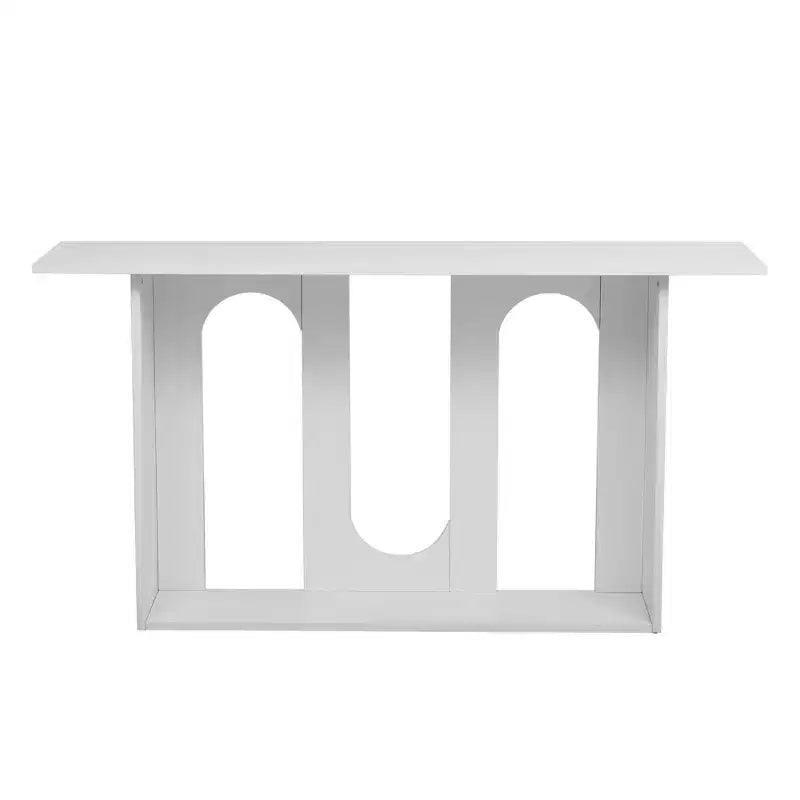 Console moderne avec étagère inférieure, table d'entrée avec design courbé et placage en frêne, tables de foyer pour entrée, salon