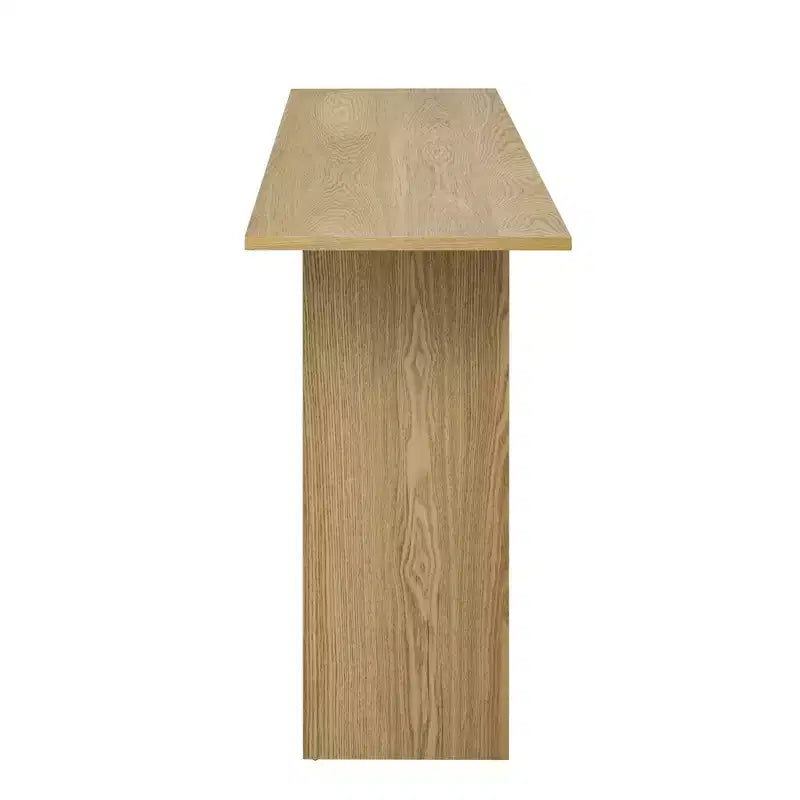 Console moderne avec étagère inférieure, table d'entrée avec design courbé et placage en frêne, tables de foyer pour entrée, salon