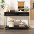 Okak Bold Geometric Design Console Table with Storage Drawers,Retro Entryway Table for Living Room,Hallway,Entryway