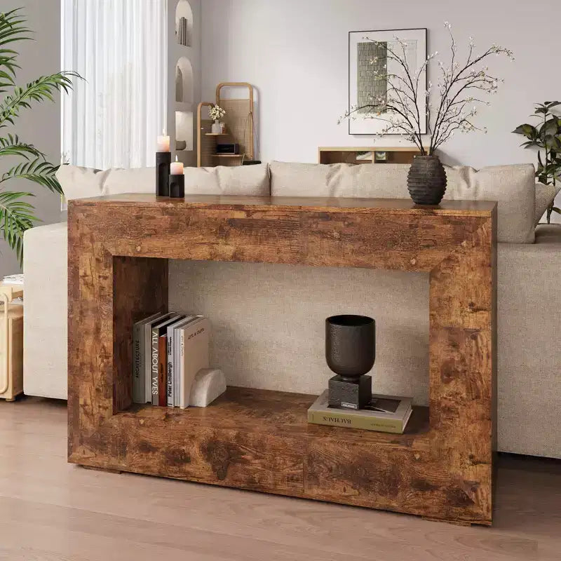 Okak Farmhouse Wood Grain Minimalist Console Table Sofa Table Bar Table,Vintage Foyer Table for Living Room,Hallway,Entrance