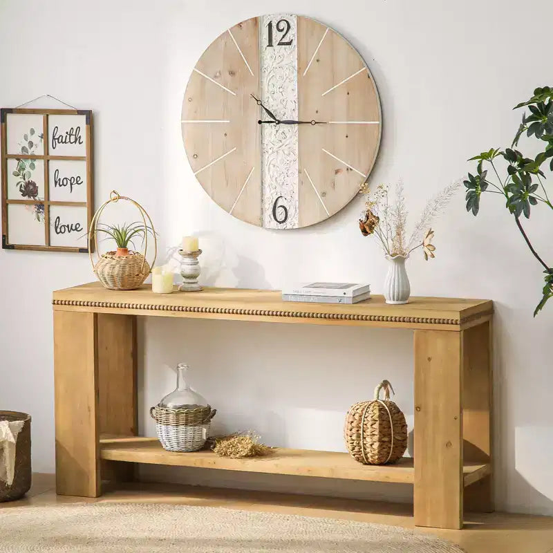 Console de style campagnard en bois à grain minimaliste, table de bar, table d'appoint, table de foyer vintage pour le salon, le couloir, l'entrée