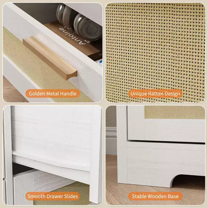 Commode à 12 tiroirs, commode en rotin, organisateur de rangement pour vêtements de placard, commodes à tiroirs pour chambre à coucher, salon