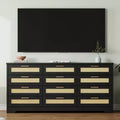 12 Drawer Dresser, Rattan Chest of Drawers, Closet Clothes Storage Organizer, Dressers with Drawers for Bedroom, Living Room
