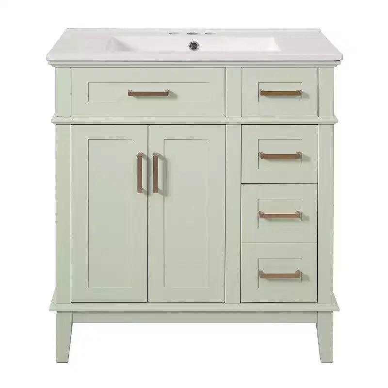 Meuble-lavabo de salle de bain de 76 cm avec évier, meuble de rangement de salle de bain avec portes et tiroirs à fermeture douce pour petit espace